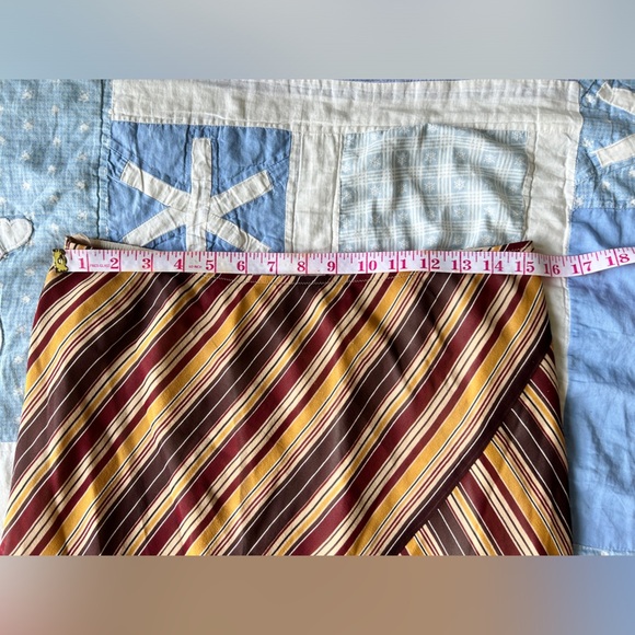 90s Nine West Womens Retro Brown Striped Silk Ruffle Hem Midi A-Line Skirt Large - Picture 9 of 13